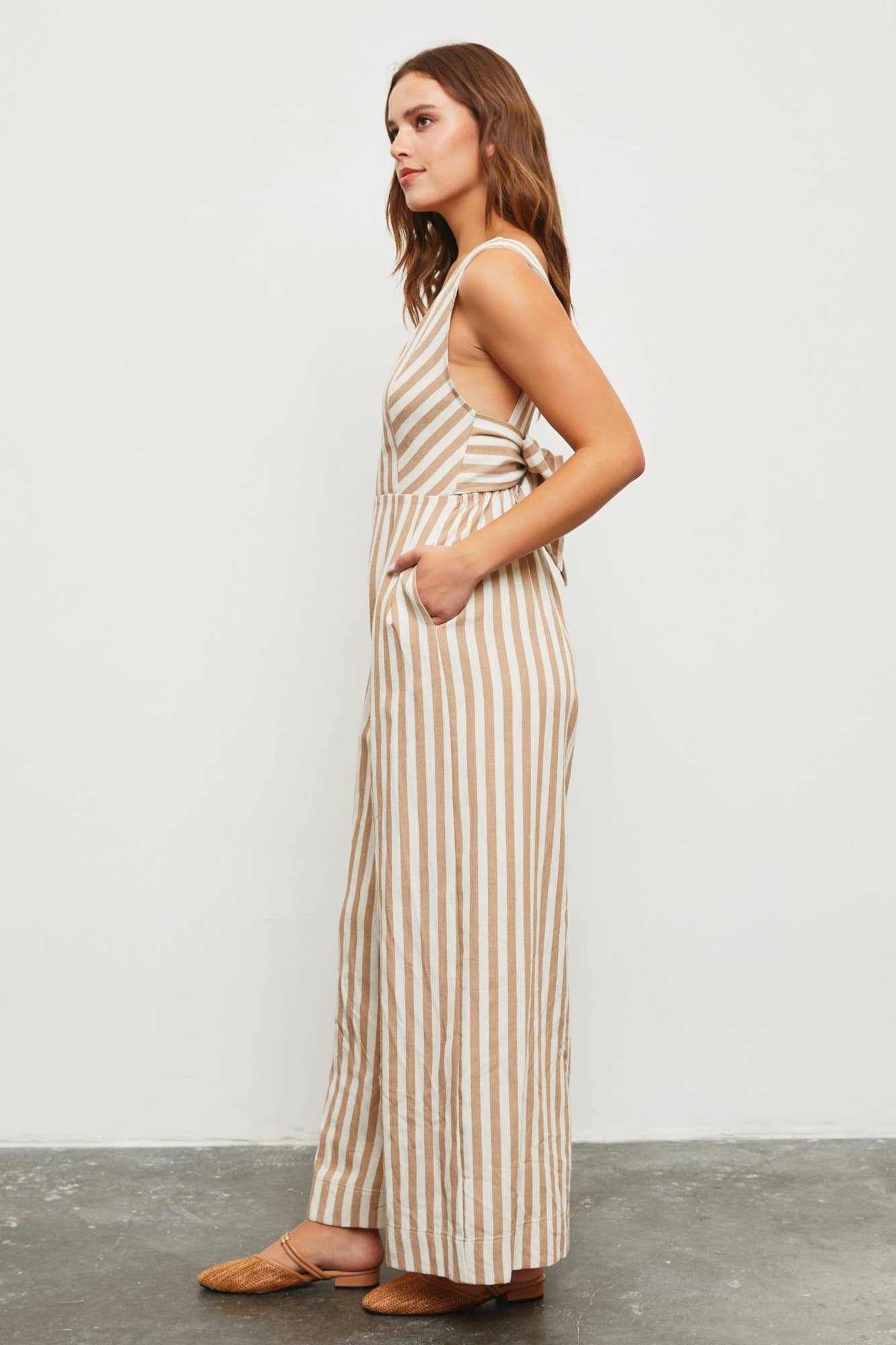 Tie Back Stripe Jumpsuit