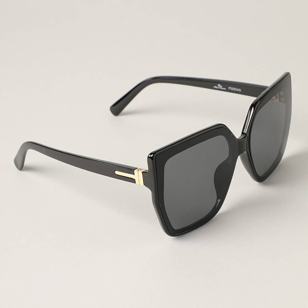 High Fashion Metal Temple Square Frame Sunglasses