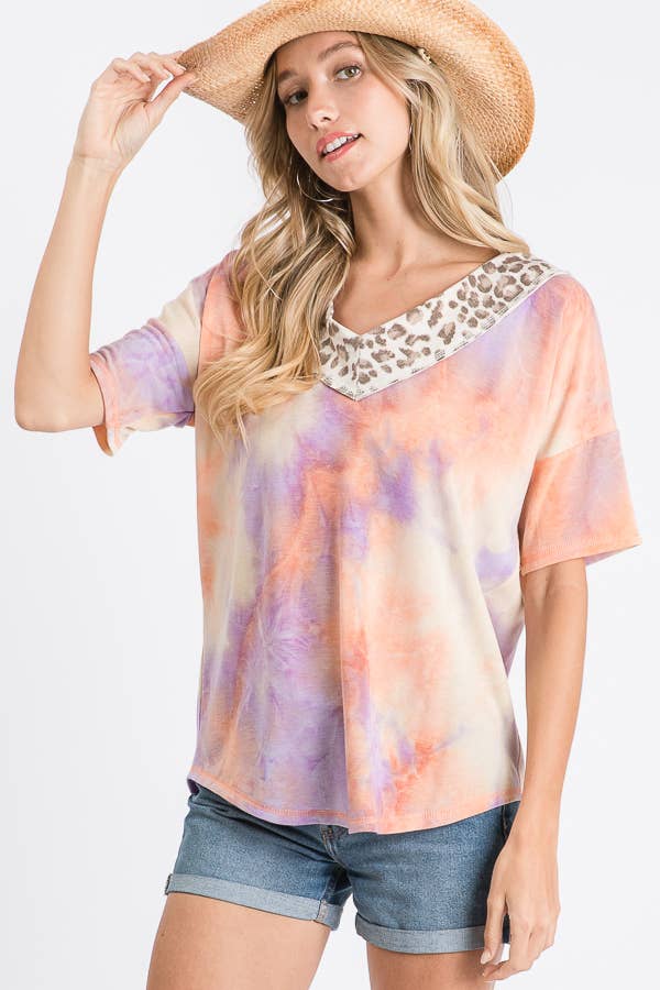 Tie Dye Leopard Tee