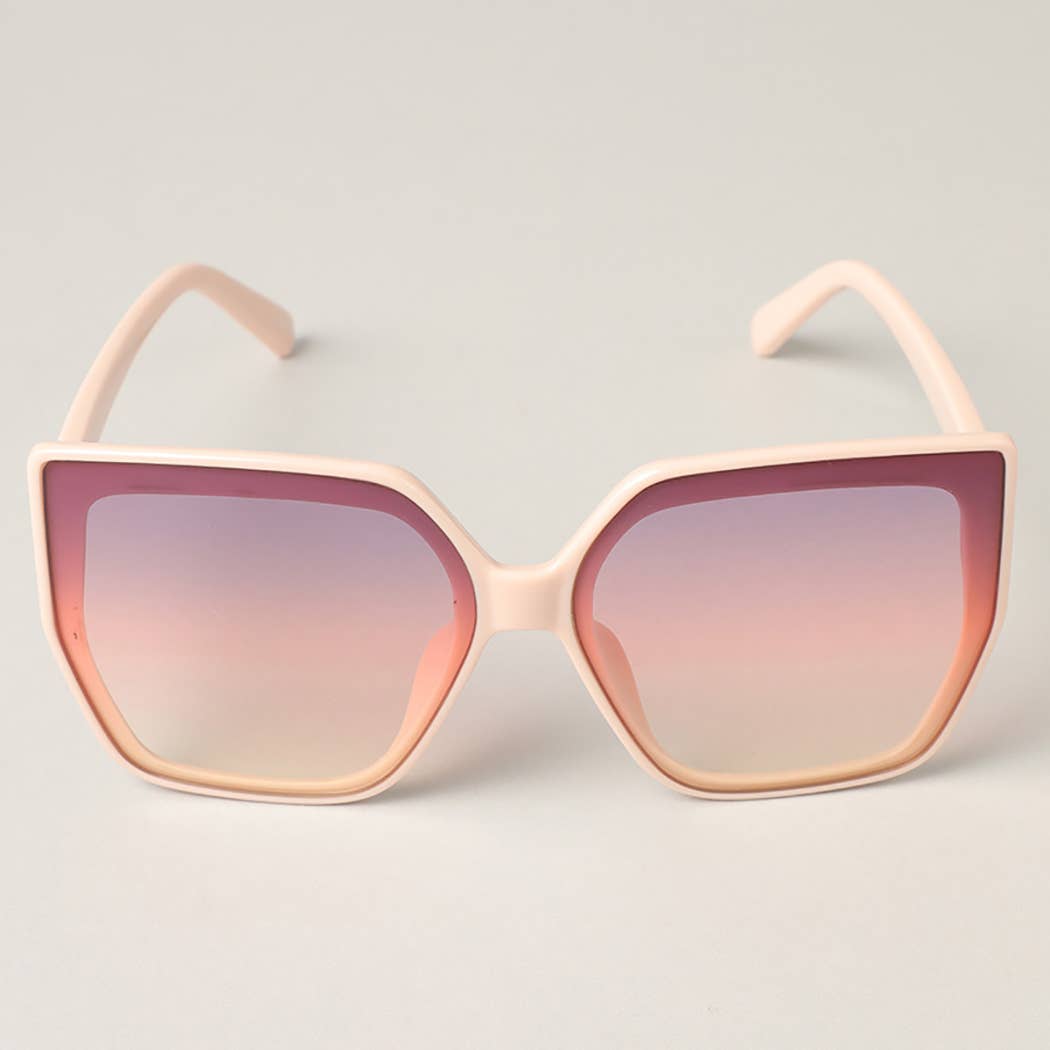 High Fashion Metal Temple Square Frame Sunglasses