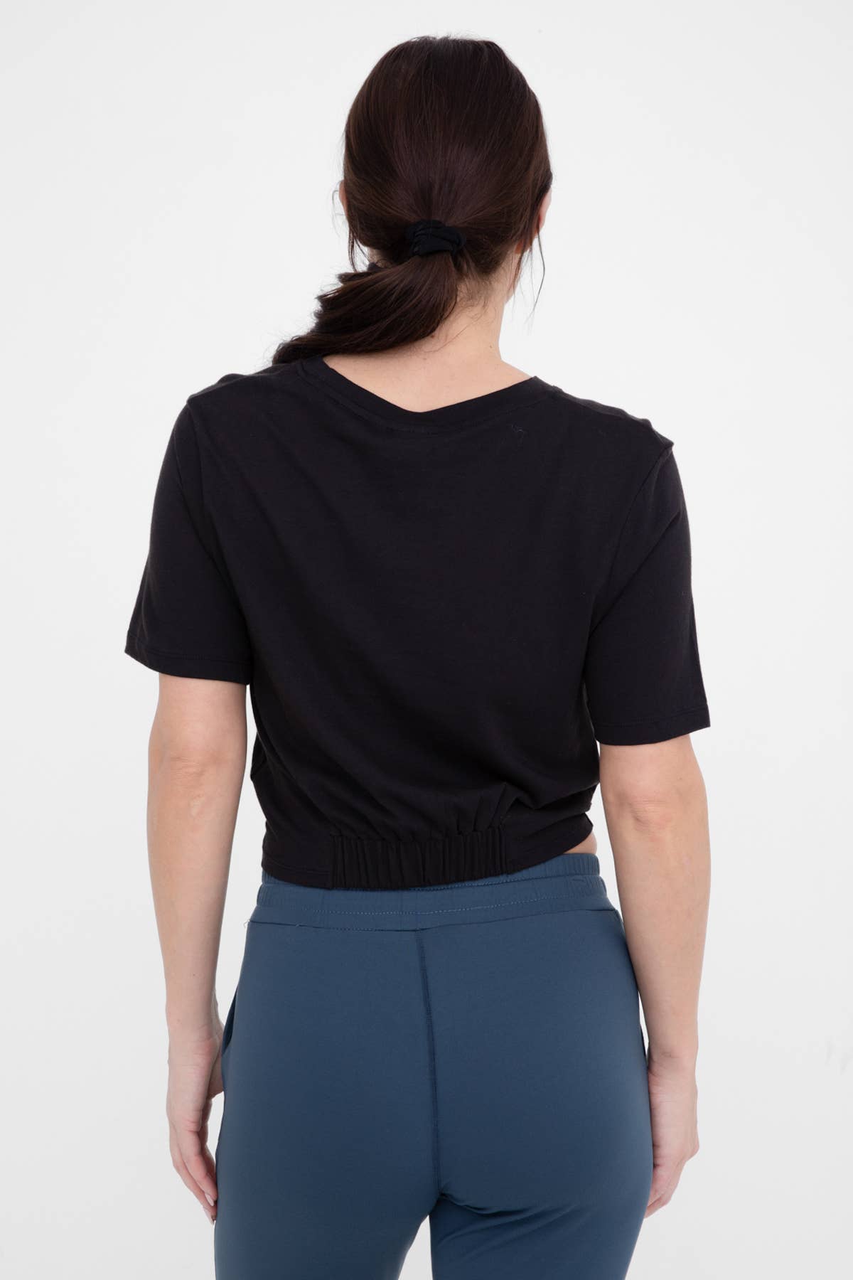 Twisted Front Gathered Back Athleisure Crop Top