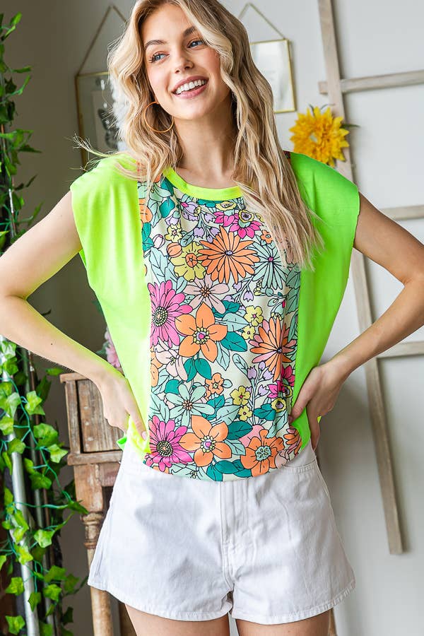 Neon Floral Top