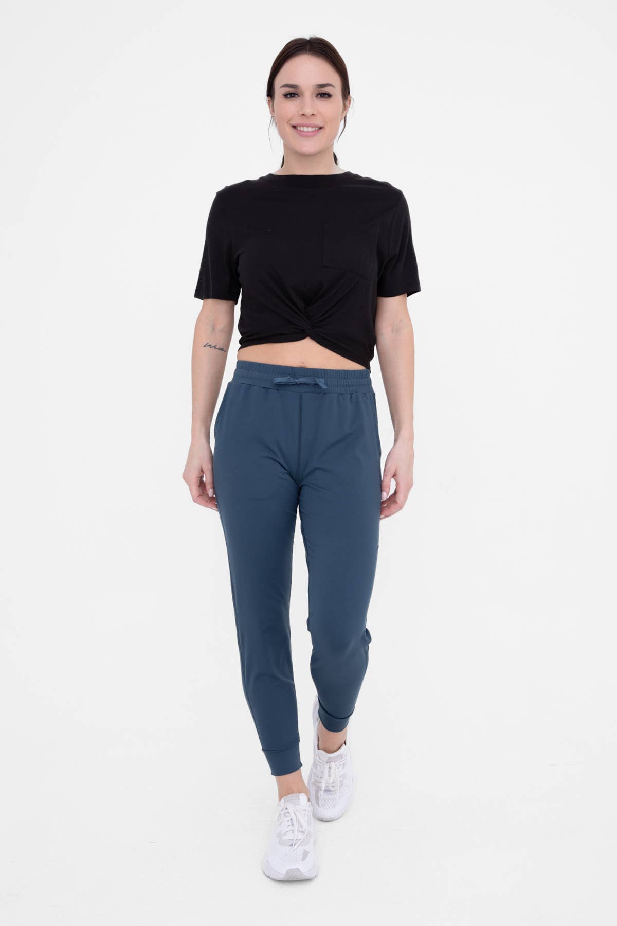 Twisted Front Gathered Back Athleisure Crop Top