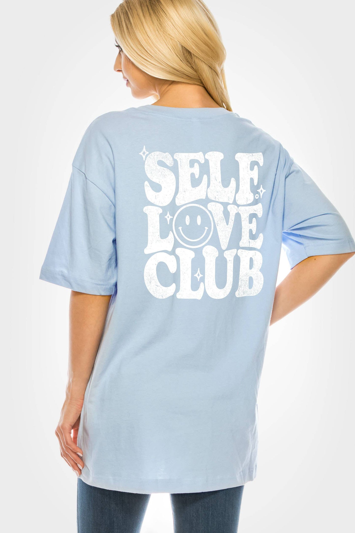 Self Love Club Happy Face Oversized Graphic Tee