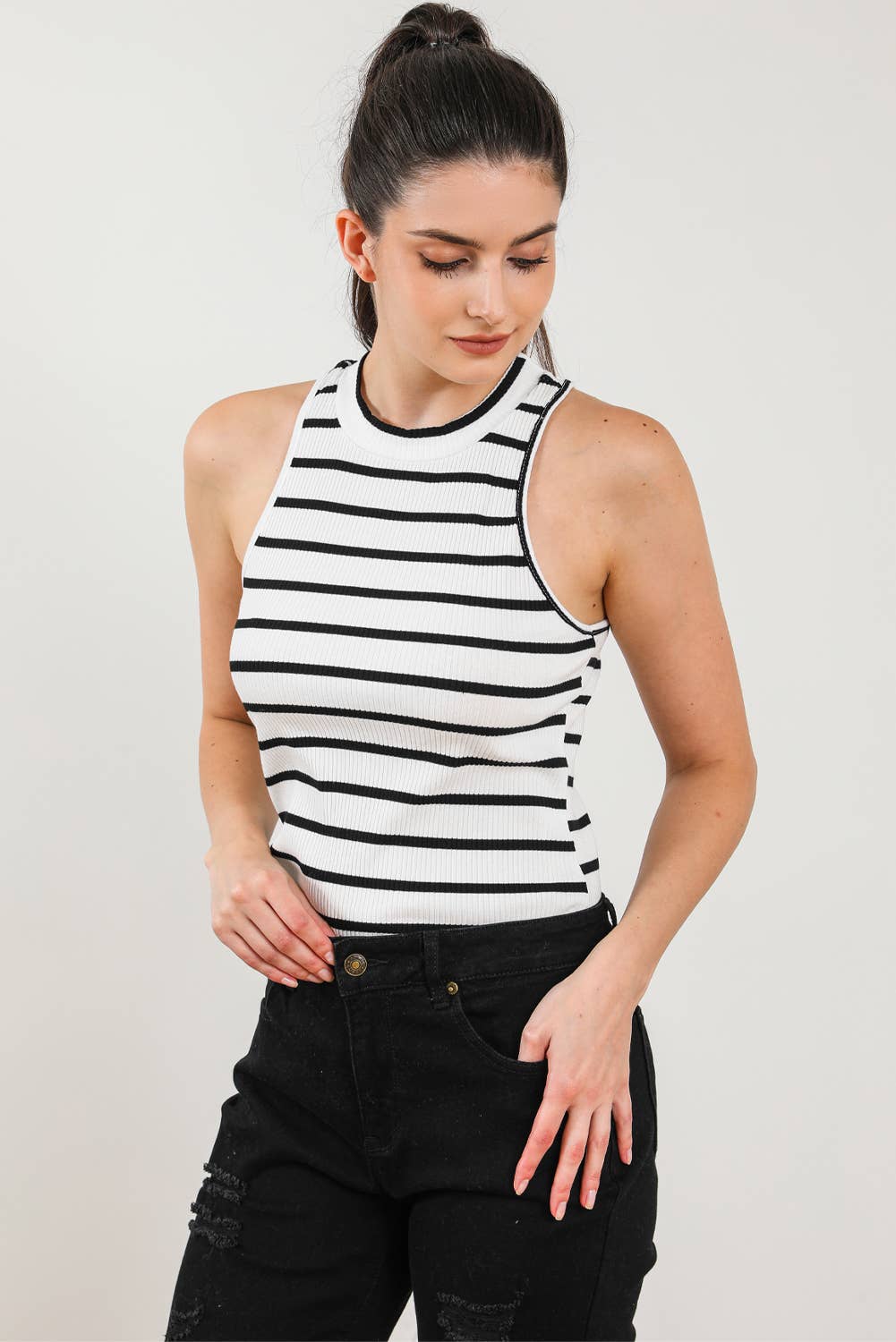 Striped Ribbed Tank Top