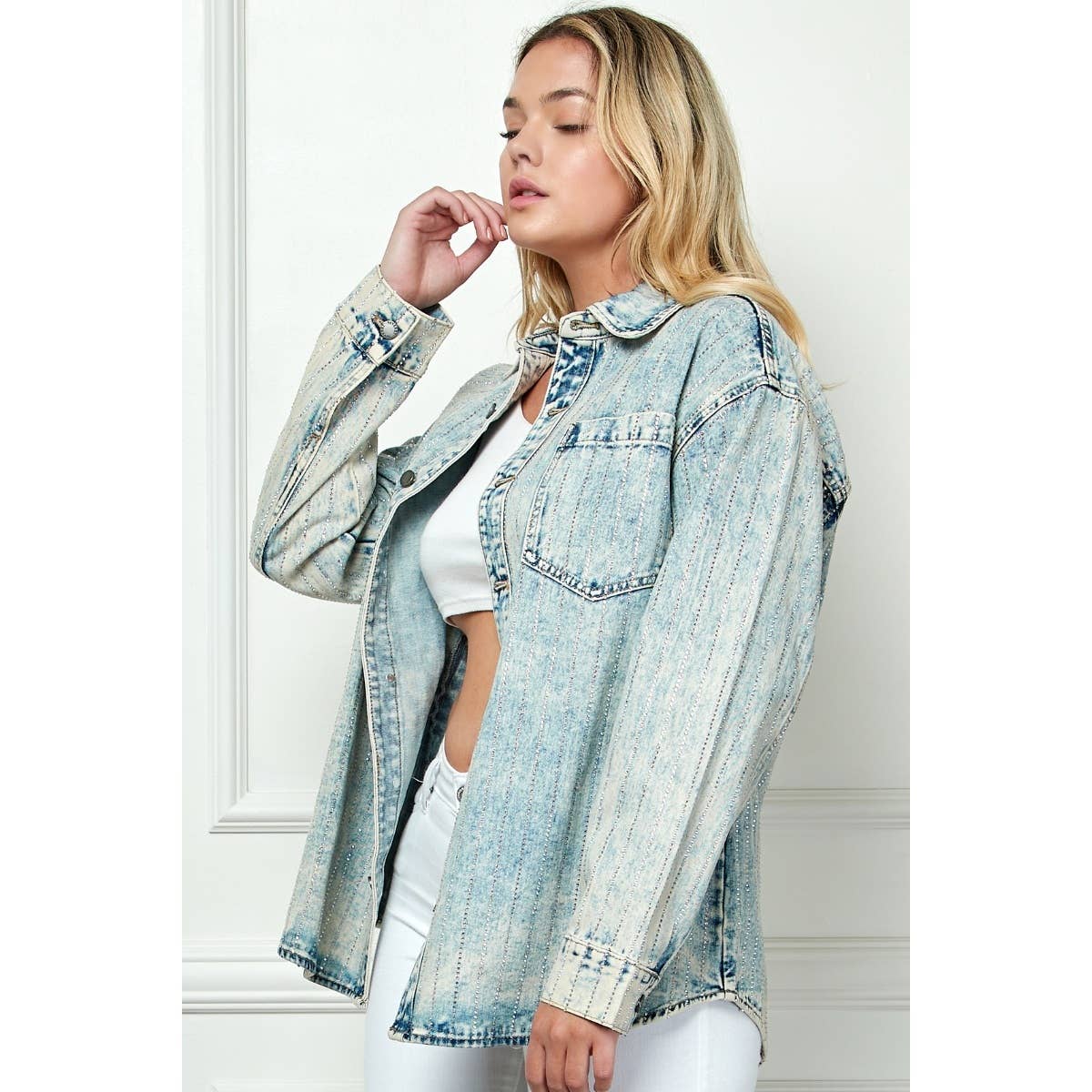 RhineStone Denim Shacket