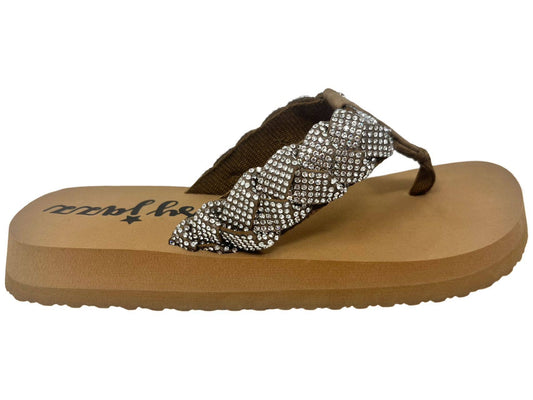 Glimmer Women's Jeweled Accent Flip Flop