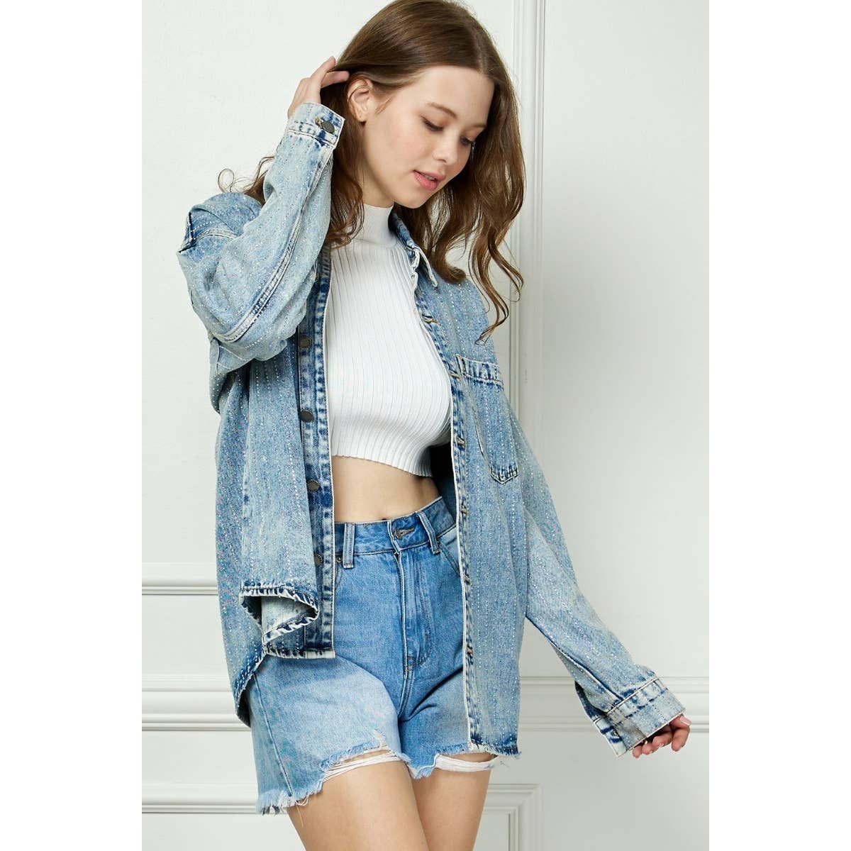 RhineStone Denim Shacket