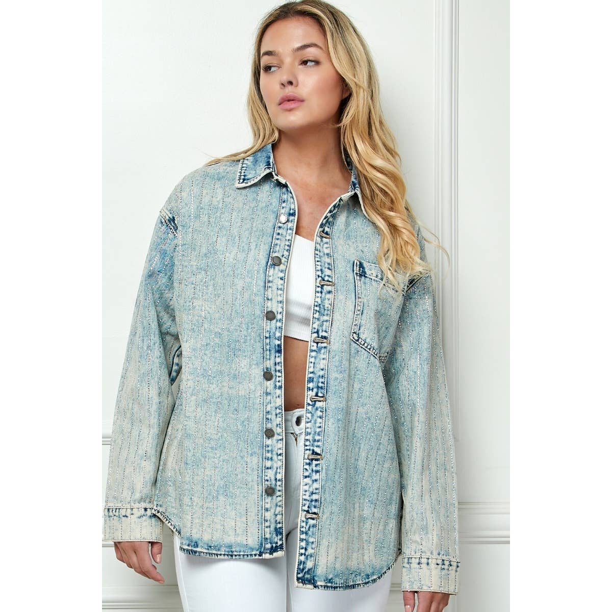 RhineStone Denim Shacket