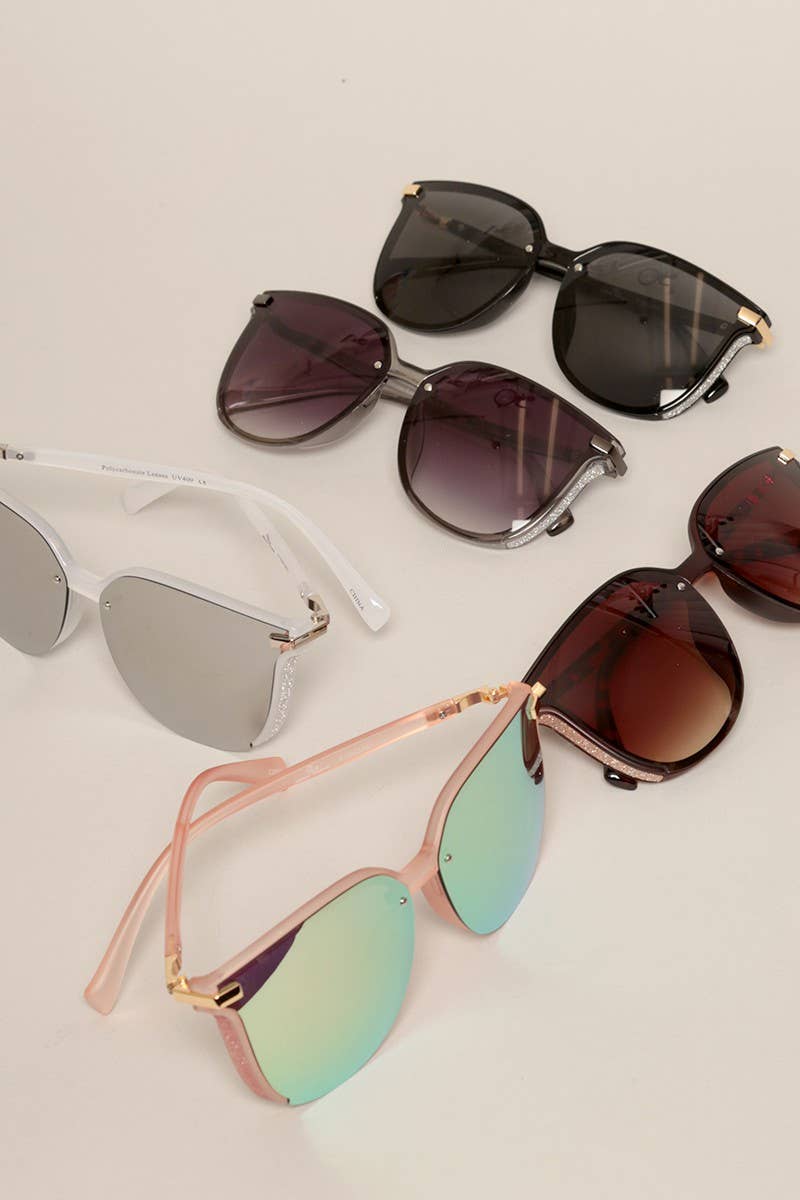 Women's Glitter Detail Square Sunglasses