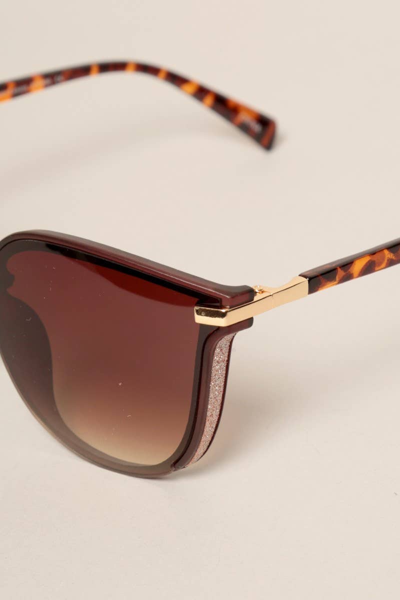 Women's Glitter Detail Square Sunglasses