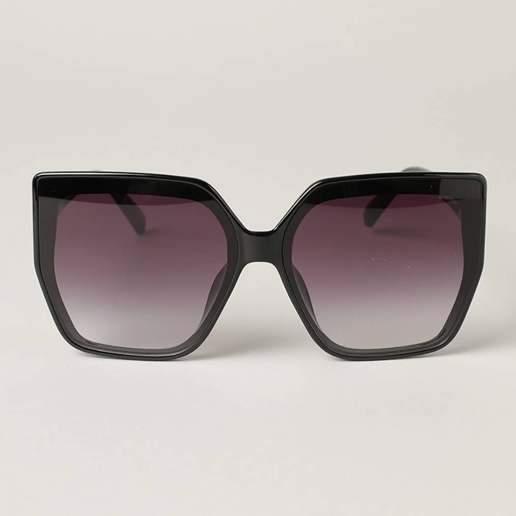 High Fashion Metal Temple Square Frame Sunglasses