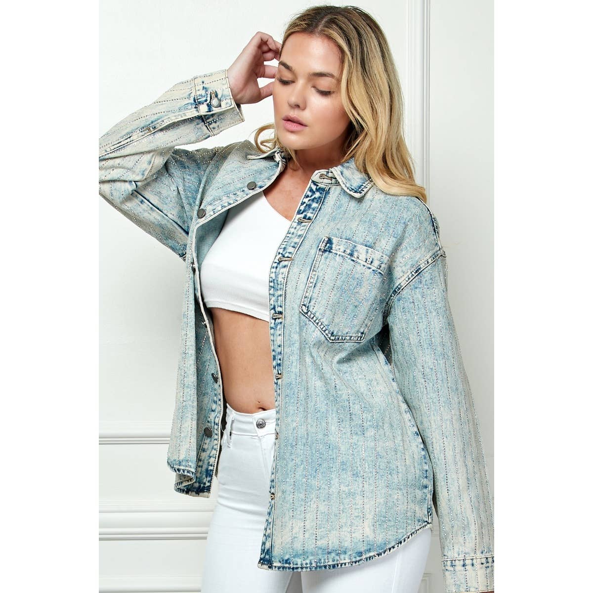 RhineStone Denim Shacket