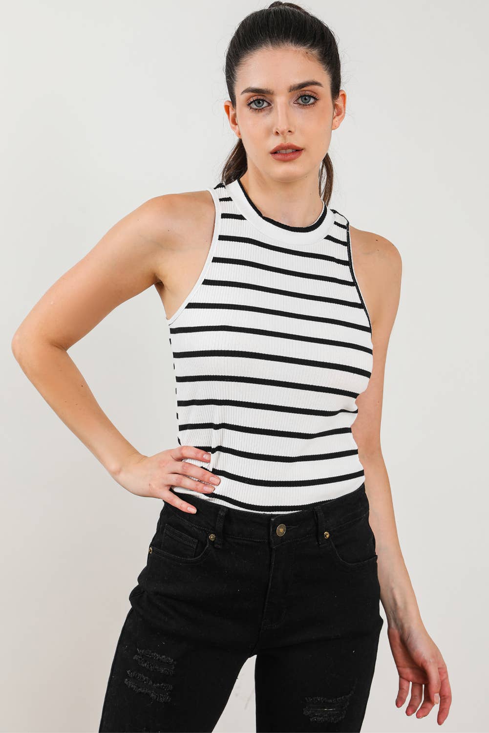 Striped Ribbed Tank Top