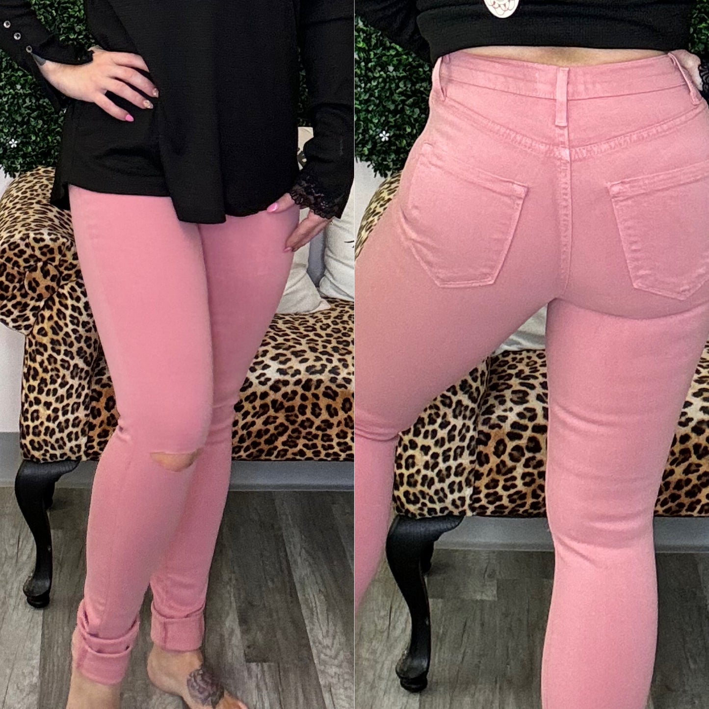 Bombshell Distressed Pink Skinny Jeans