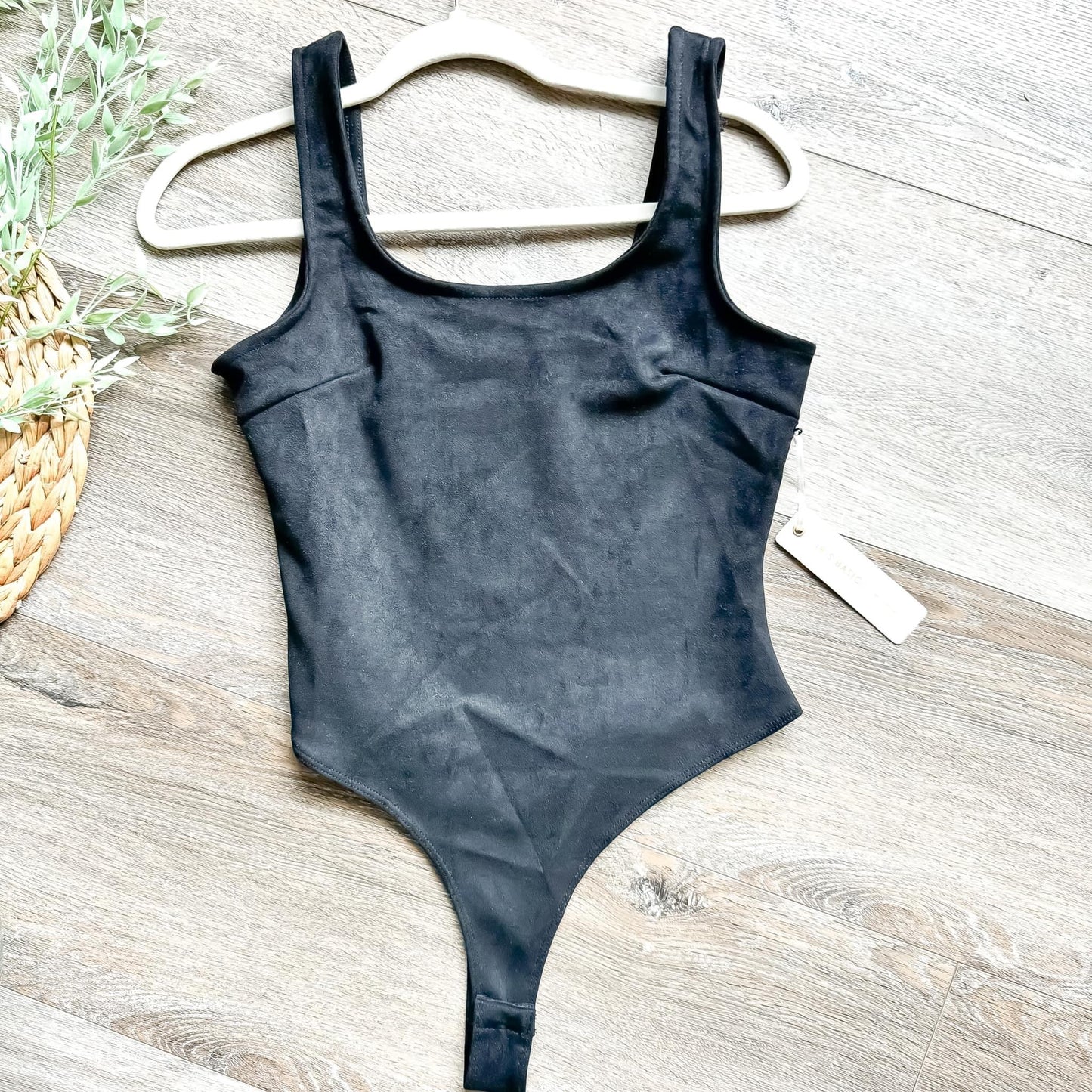 Black Faux Suede Bodysuit