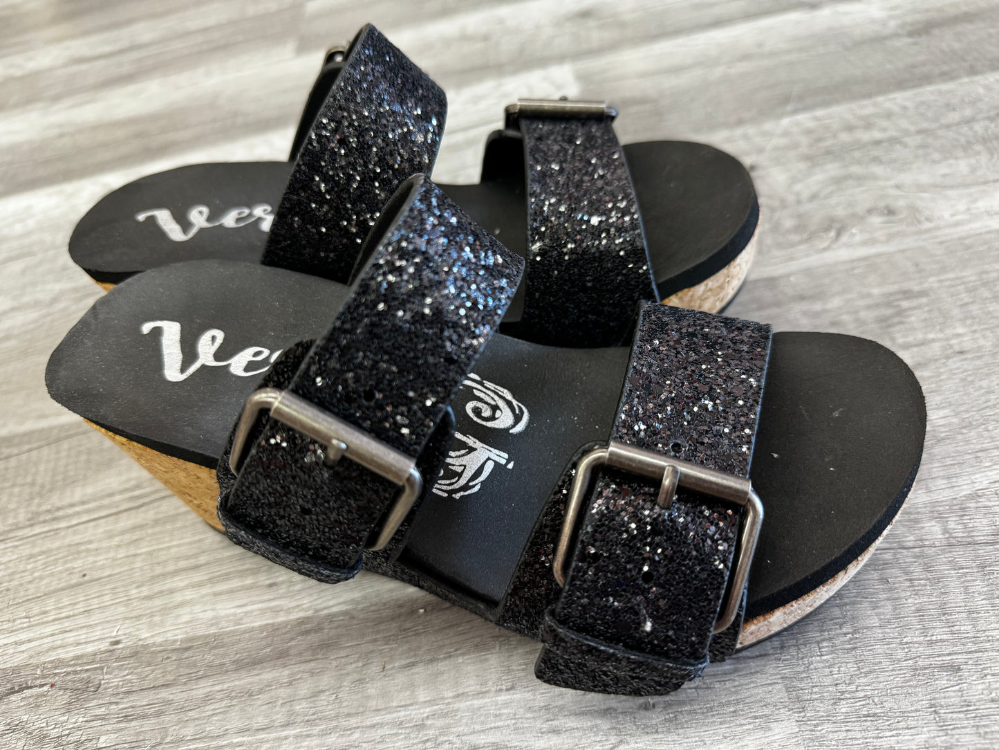 Glee Black Glitter Wedge