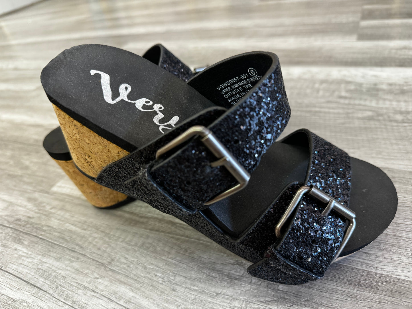 Glee Black Glitter Wedge