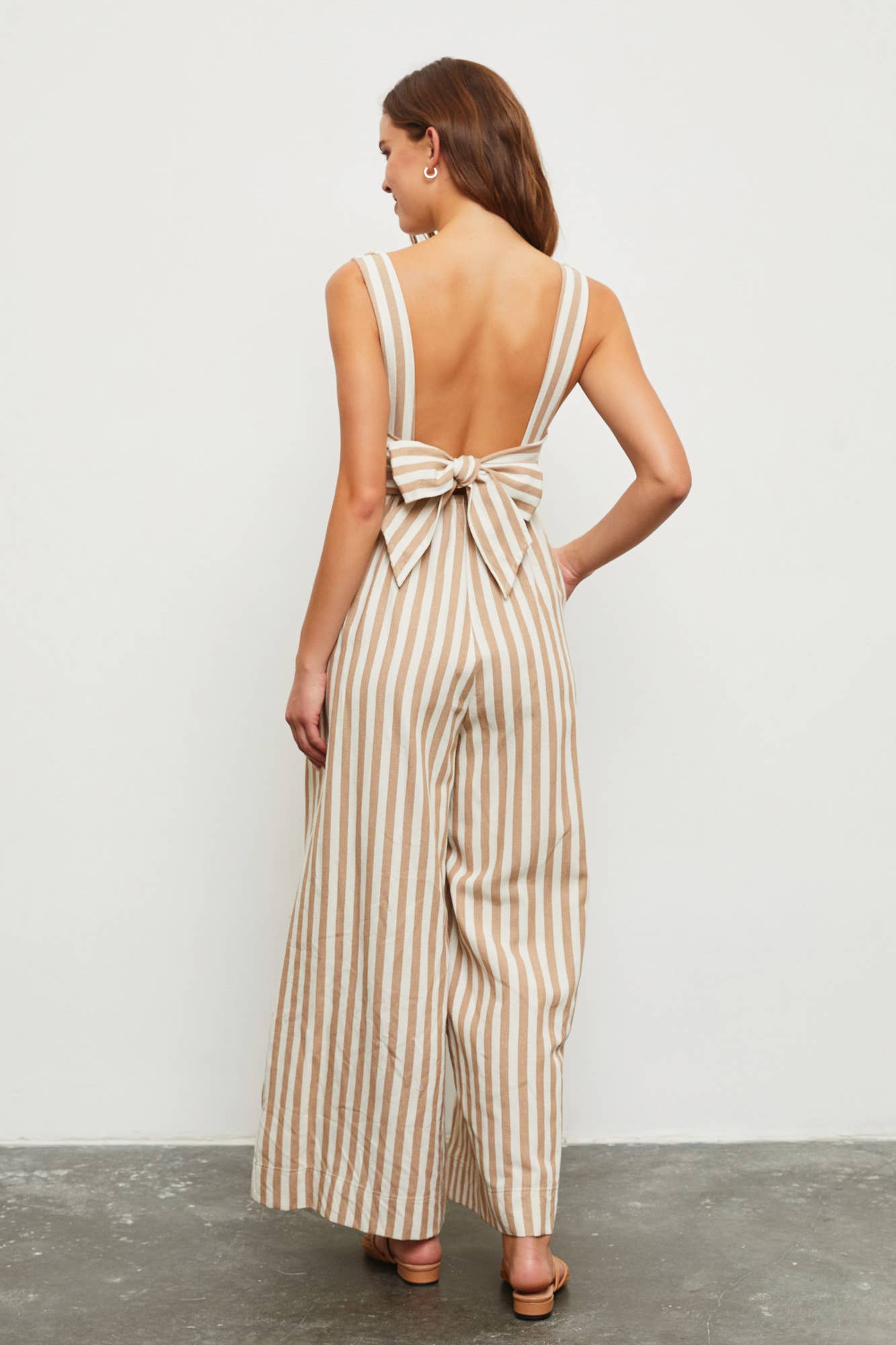 Tie Back Stripe Jumpsuit