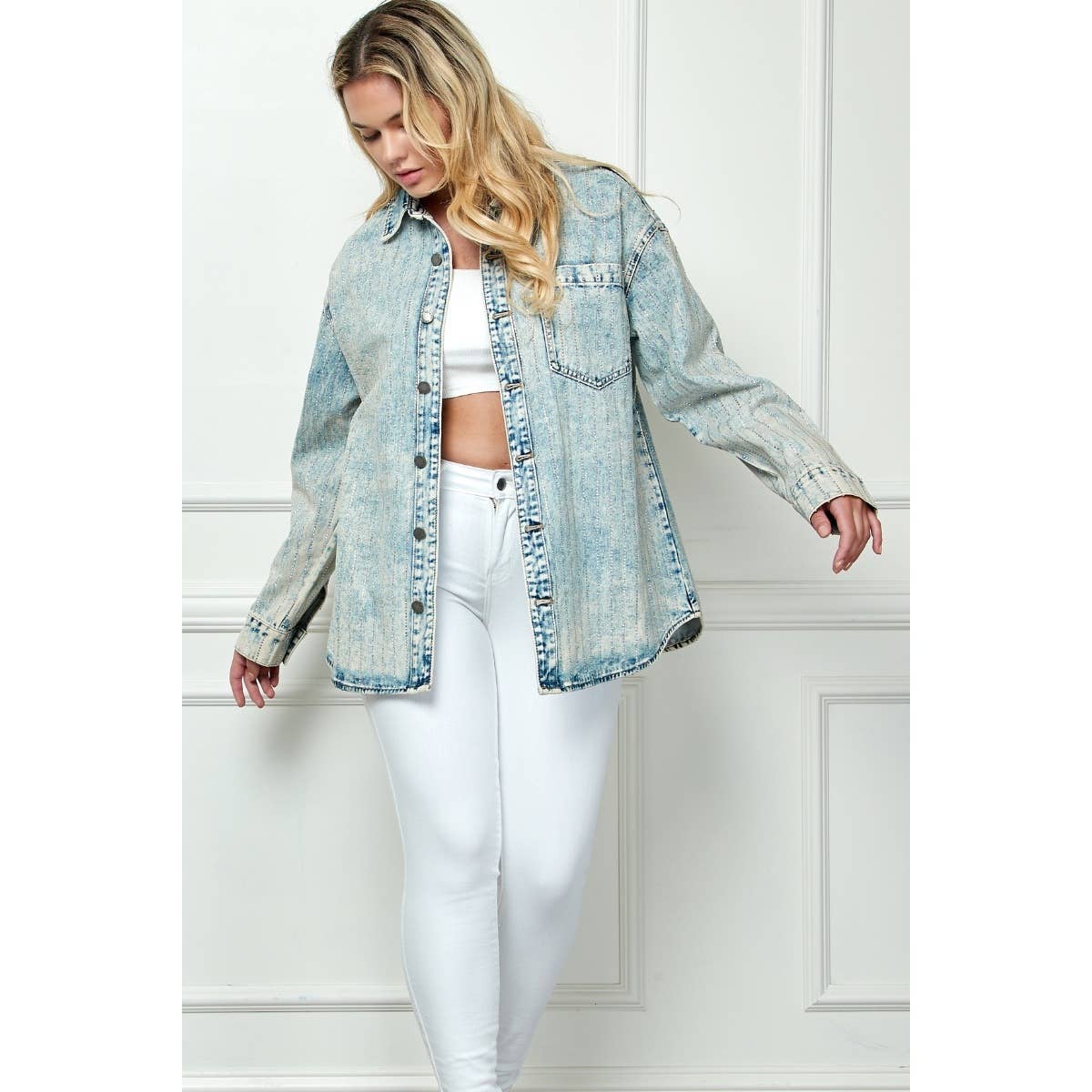 RhineStone Denim Shacket