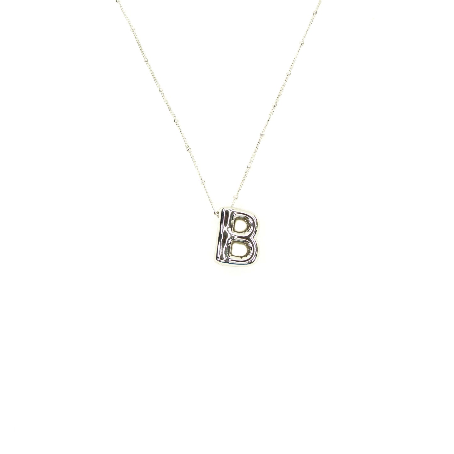 Initial Balloon Bubble Silver Necklace