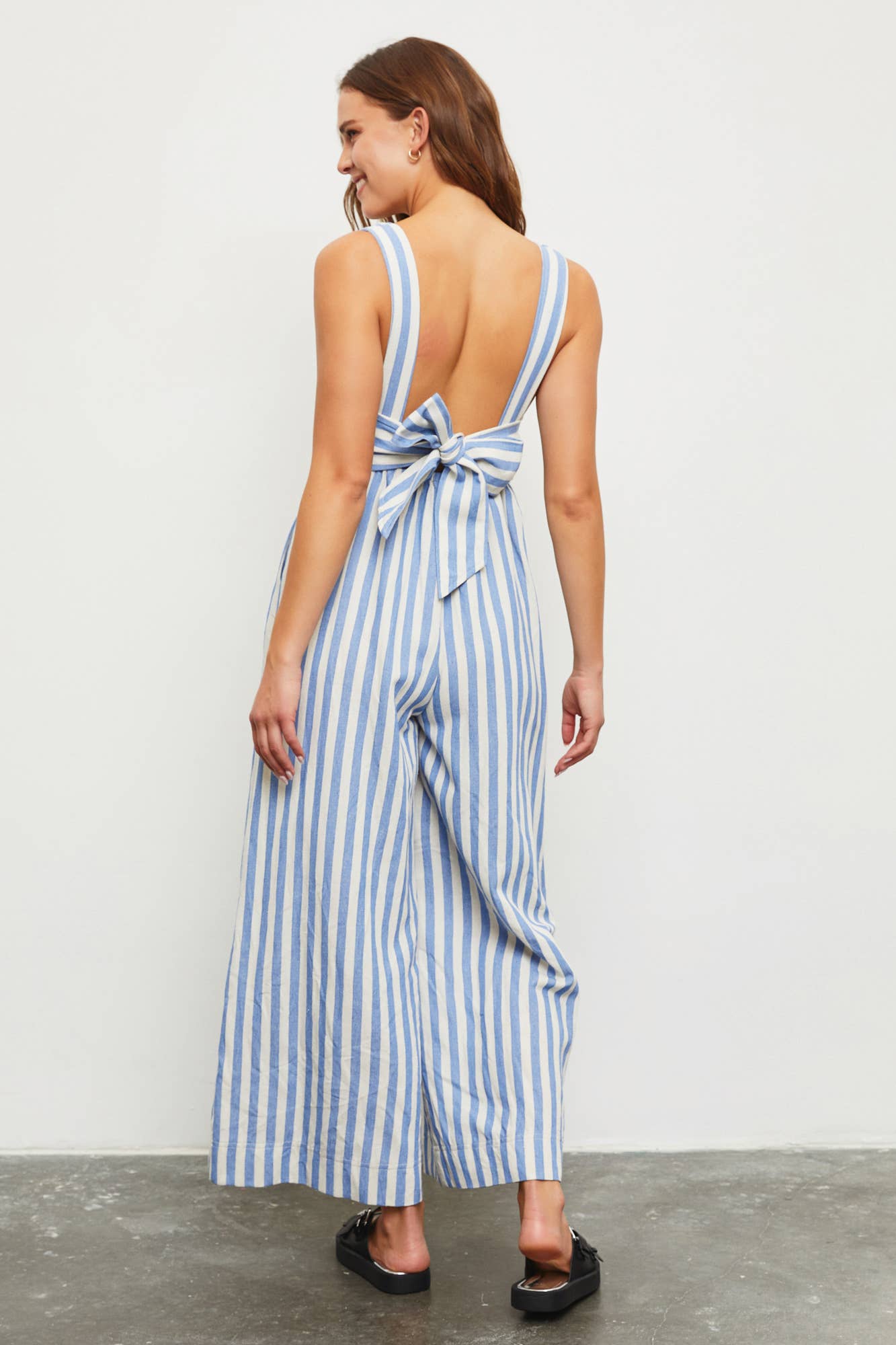 Tie Back Stripe Jumpsuit