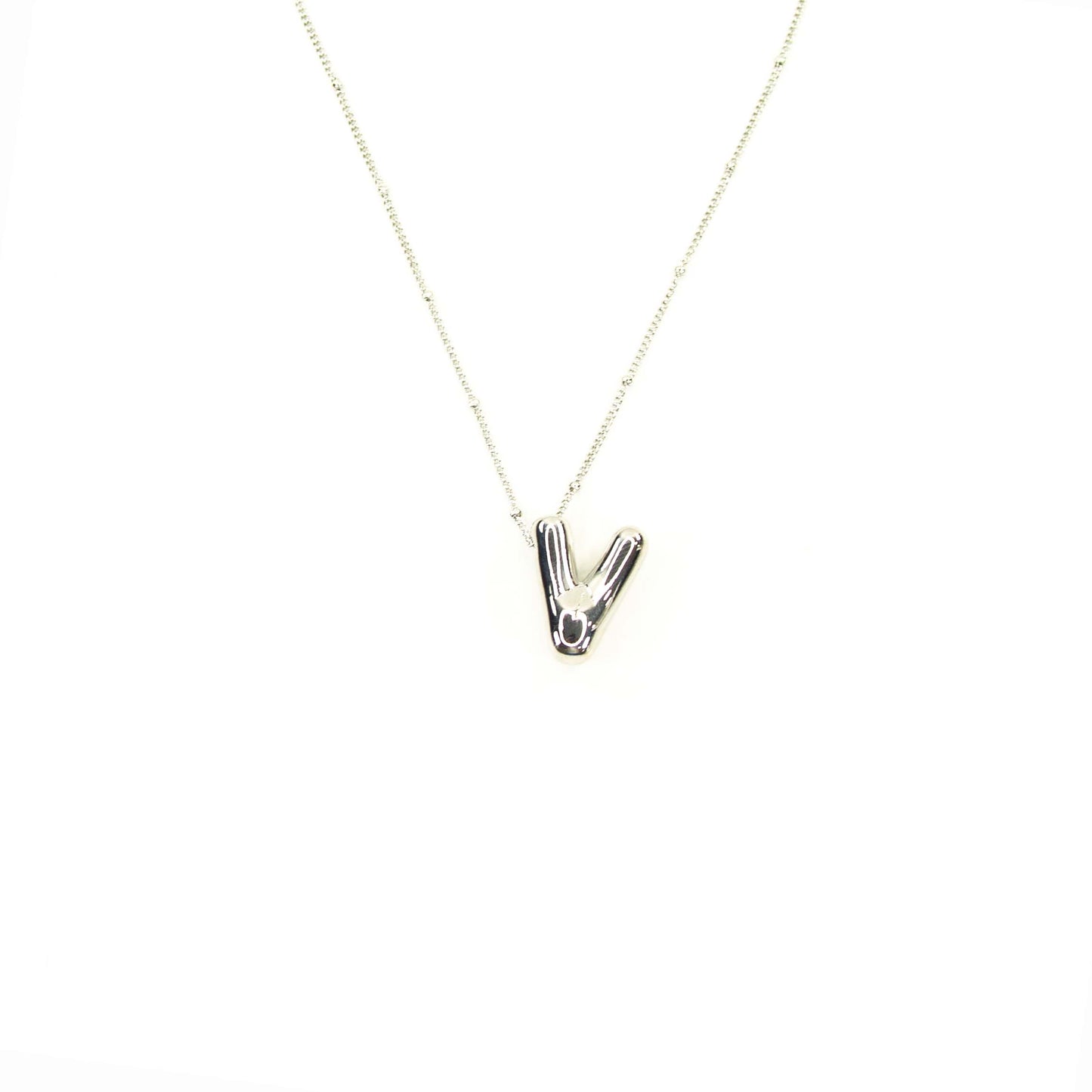 Initial Balloon Bubble Silver Necklace