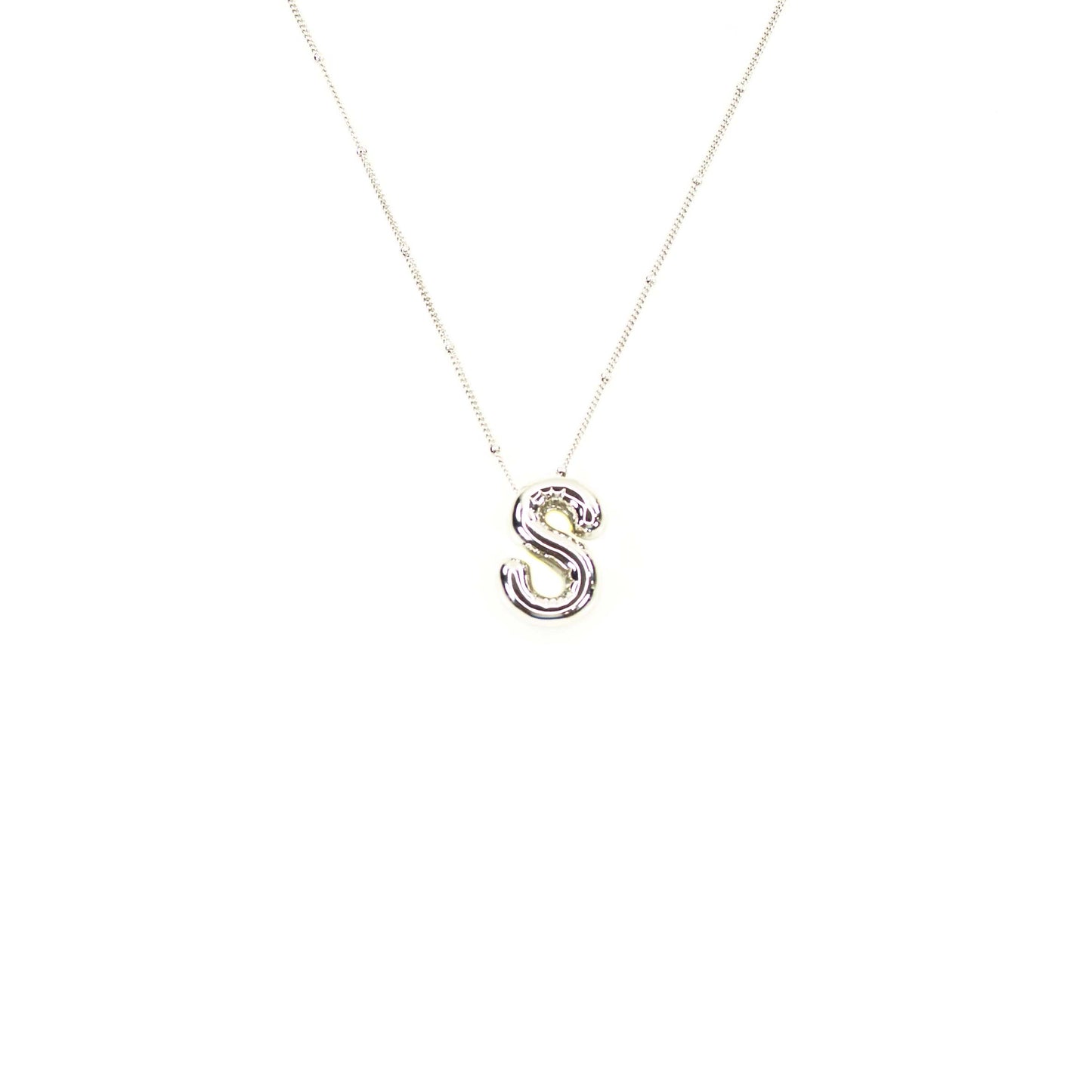 Initial Balloon Bubble Silver Necklace