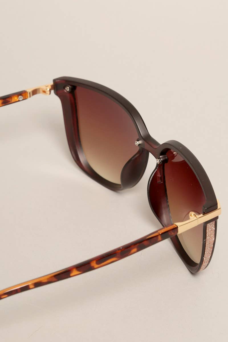 Women's Glitter Detail Square Sunglasses