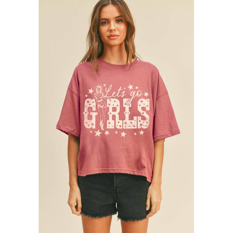 Lets Go Girls Graphic Tee (Long Crop Top)