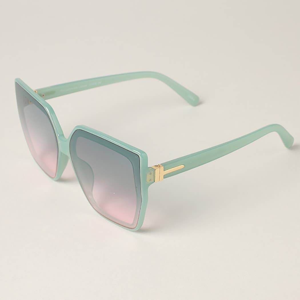 High Fashion Metal Temple Square Frame Sunglasses