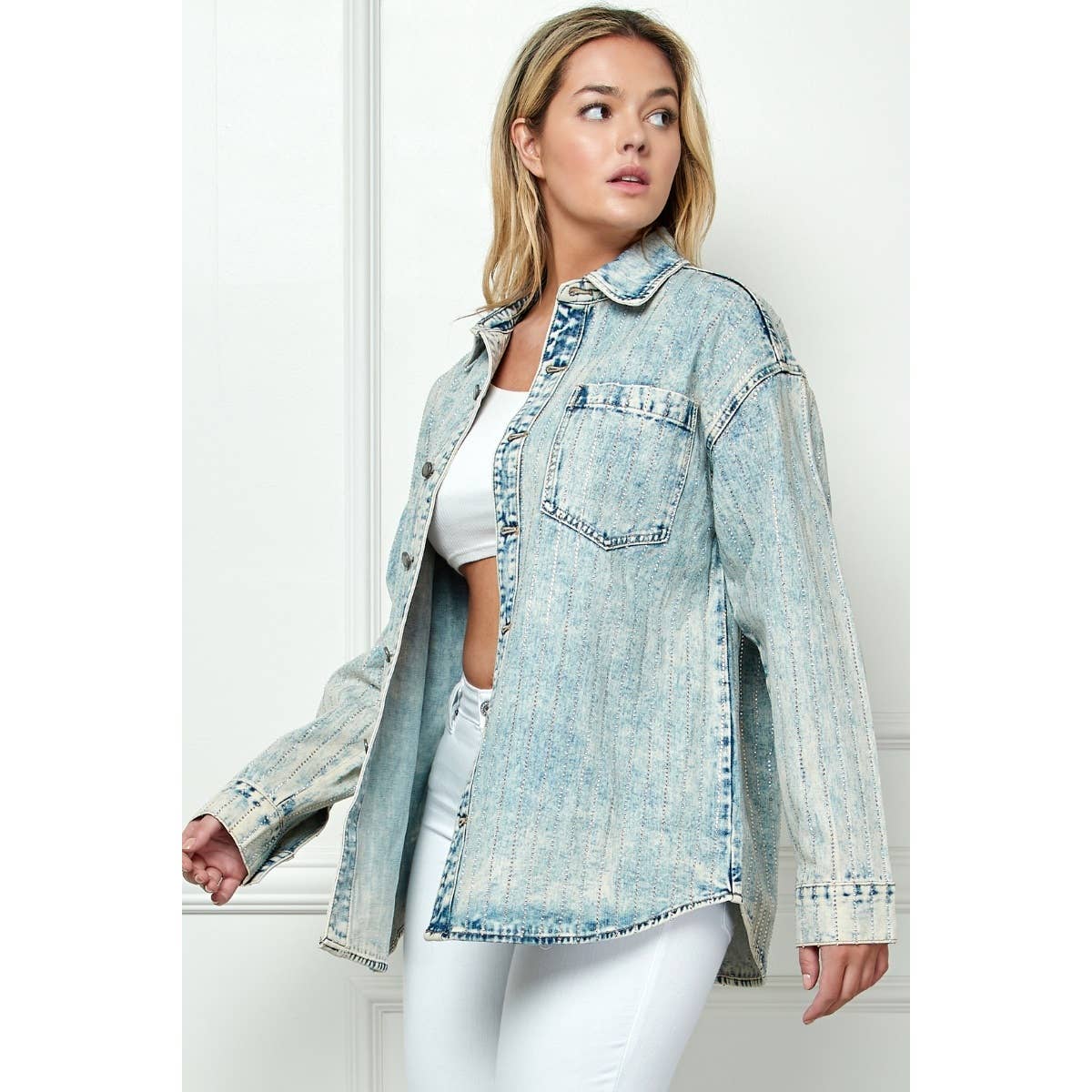 RhineStone Denim Shacket