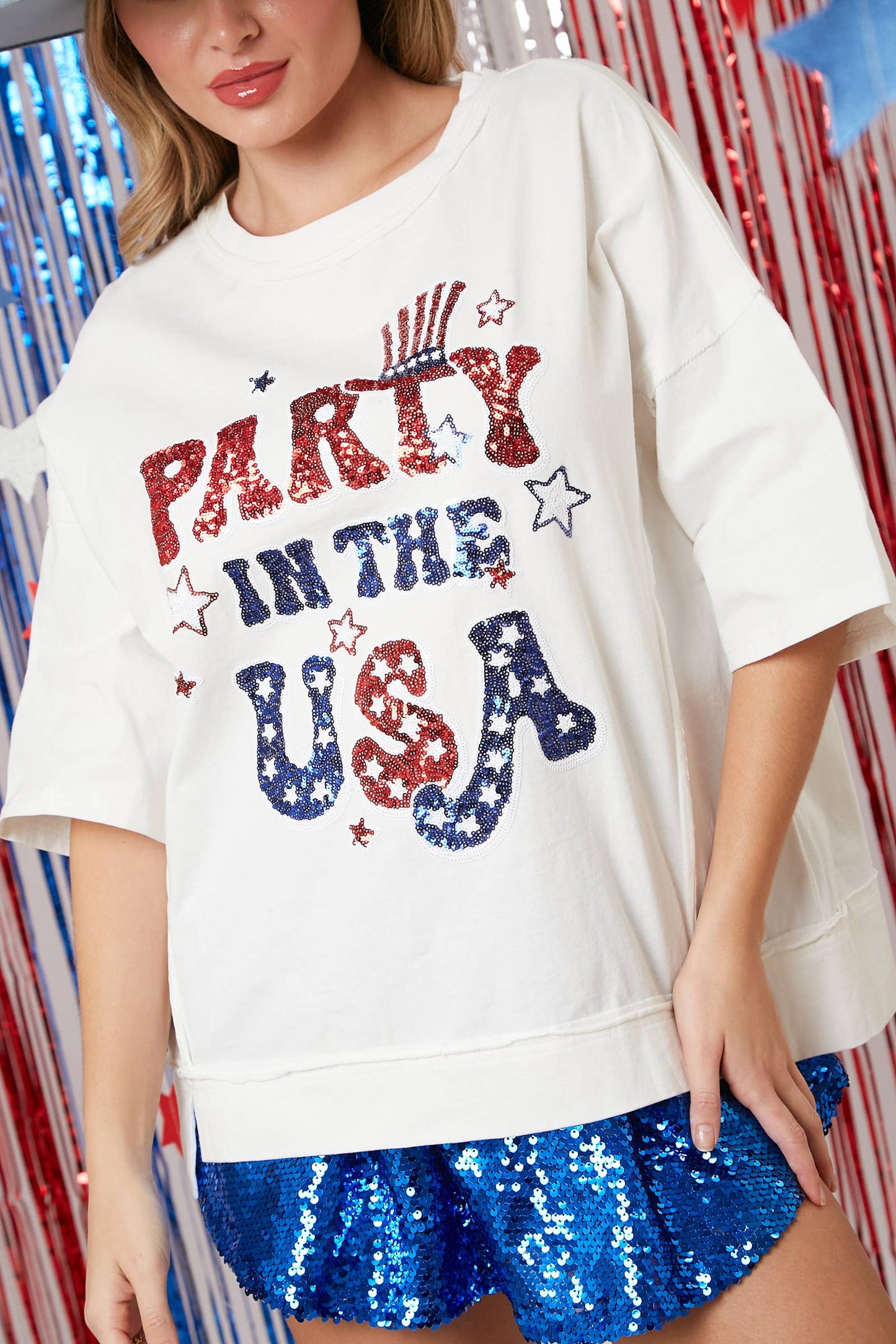 'Party in the Usa' Sequin T-Shirt