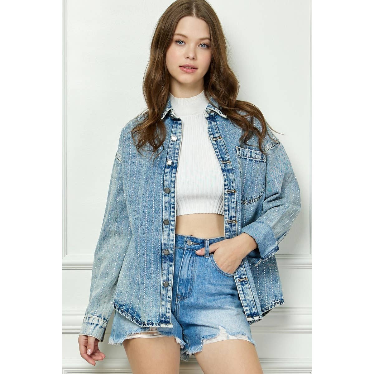 RhineStone Denim Shacket