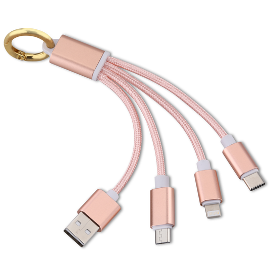 3-in-1 Charging Keychain - Rose Gold