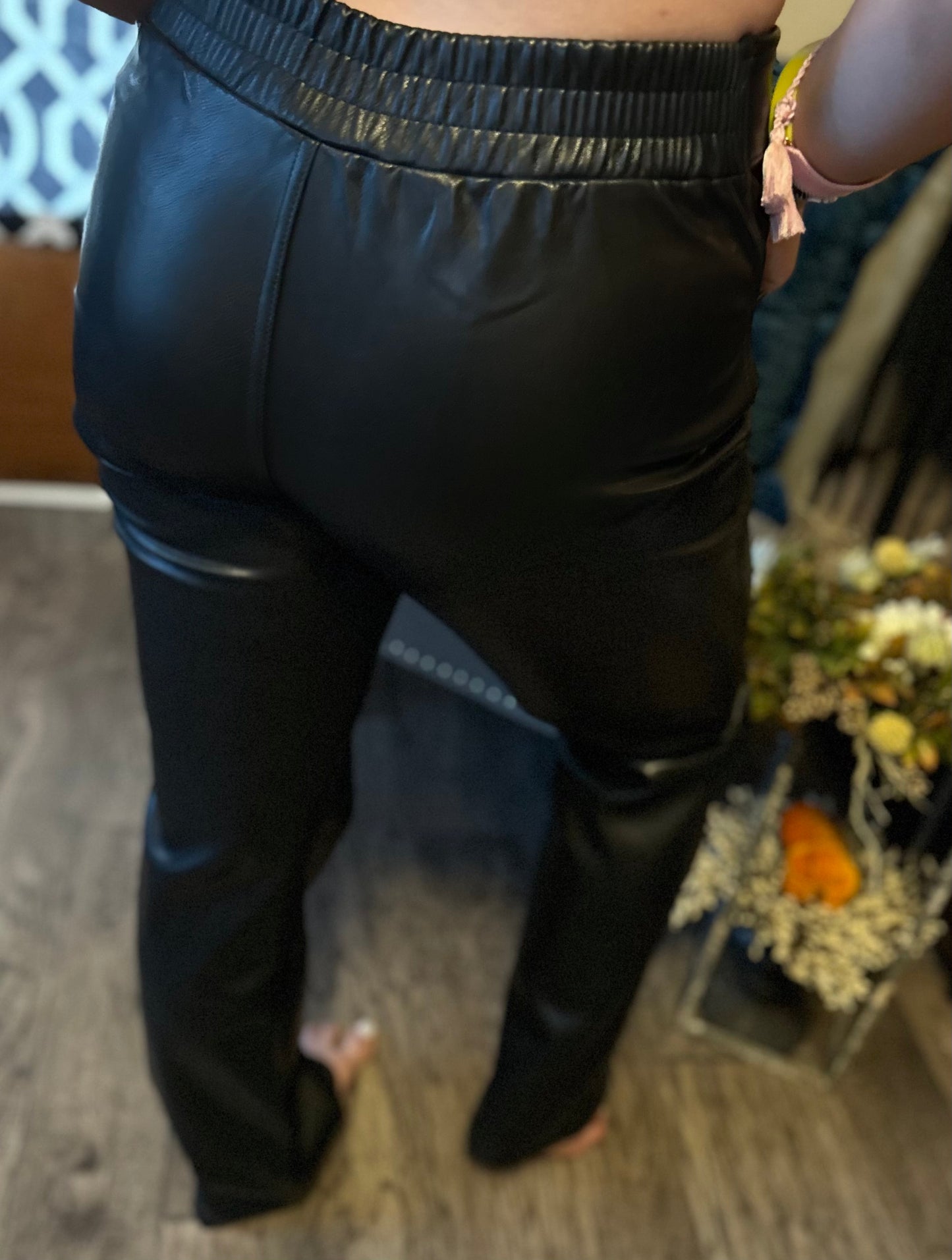 Vegan Leather Wide Leg Pants