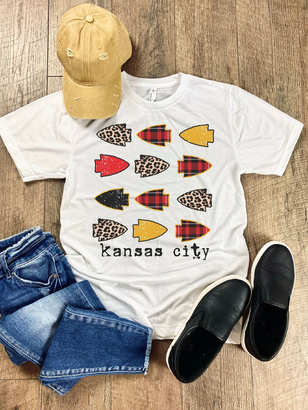 KC Plaid and Leopard Arrowhead Tee