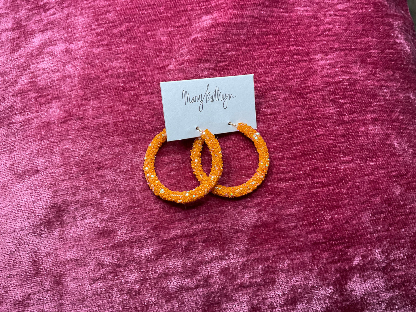 Orange Glitter Hoops